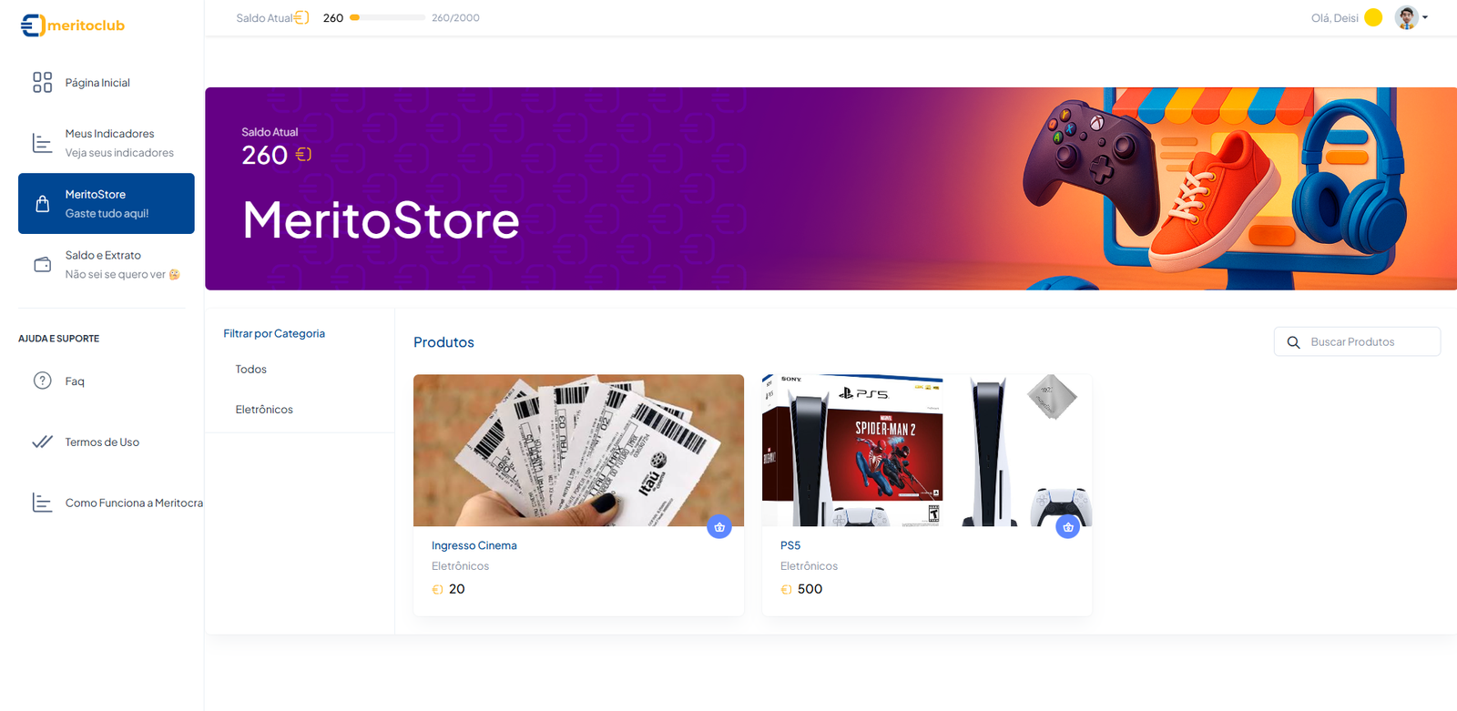MéritoStore Catálogo de Produtos e Prêmios